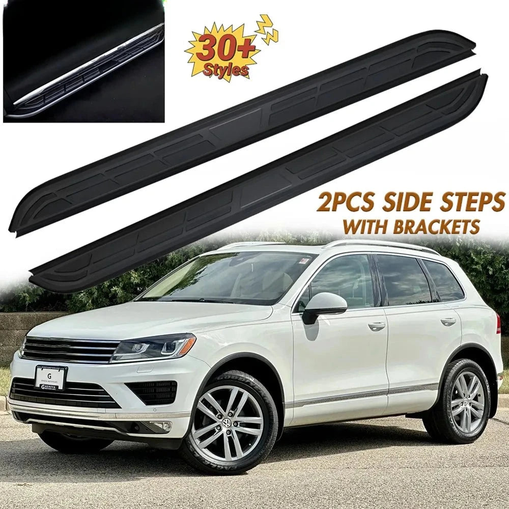 Marchepieds Latéraux Aluminium Volkswagen Touareg 2011-2018 - vue de face - Becquet Voiture