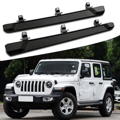 Marchepieds Latéraux Jeep Wrangler JL 4 Portes 2018-2025 - vue de face - Becquet Voiture