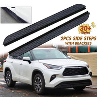 Marchepieds Latéraux Noirs Toyota Highlander Kluger 2020-2023 - vue de face - Becquet Voiture