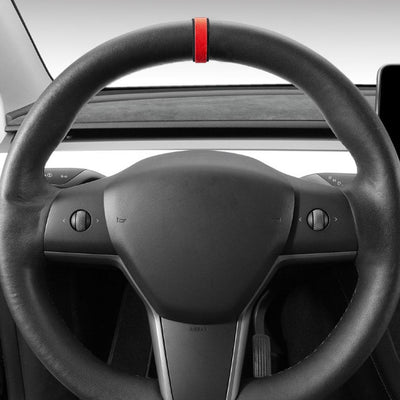 Marqueur Point Zéro Volant Alcantara - vue de profil 2 - Becquet Voiture