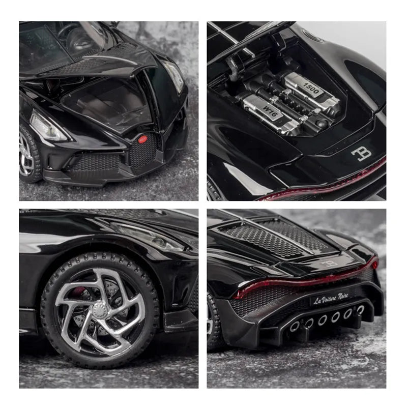 Miniatur Bugatti La Voiture Noire 1:32 Schwarz - am Fahrzeug montiert - Becquet Voiture