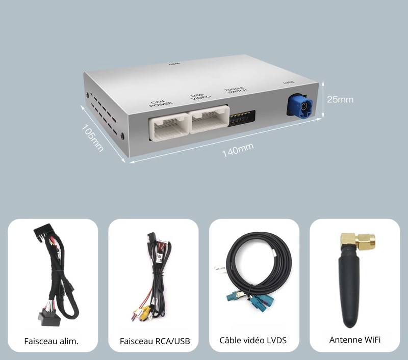 Module Apple CarPlay sans fil Android Auto Peugeot 508 SMEG SMEG+ - détail du montage - Becquet Voiture