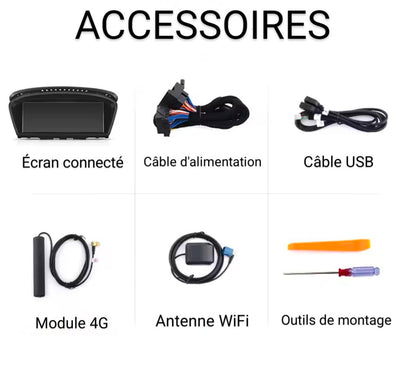 Module CarPlay Android Auto BMW Série 3 E90 E92 iDrive CCC CIC - vue de face 2 - Becquet Voiture