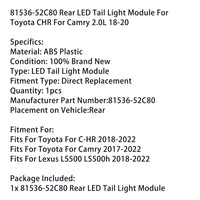 Module de Feu Arrière à LED 81536-52C80 Toyota CHR Camry - vue de profil - Becquet Voiture