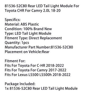 Module de Feu Arrière à LED 81536-52C80 Toyota CHR Camry - vue de profil - Becquet Voiture