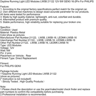 Module Feux de Jour LED LW5B 21122 Philips GEN3 - vue de face 2 - Becquet Voiture