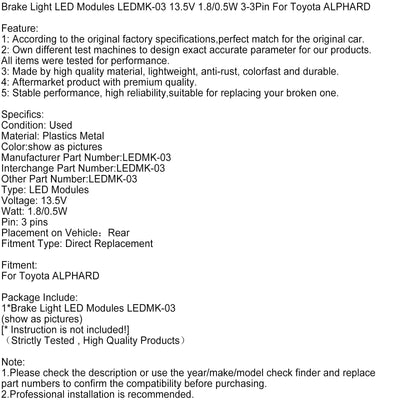 Module Feux Stop LED LEDMK-03 Toyota Alphard - vue de face 2 - Becquet Voiture