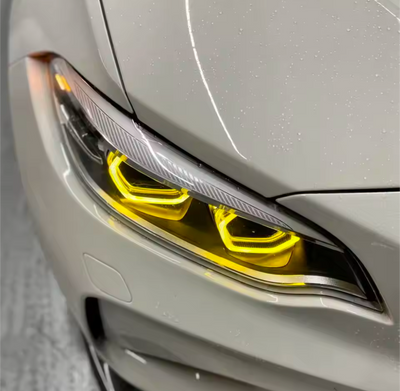 Modules LED DRL Angel Eyes jaune CSL BMW Série 2 F22 M2 F87 2014-2021 - installé sur véhicule - Becquet Voiture