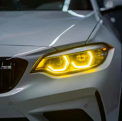 Modules LED DRL Angel Eyes jaune CSL BMW Série 2 F22 M2 F87 2014-2021 - vue arrière - Becquet Voiture