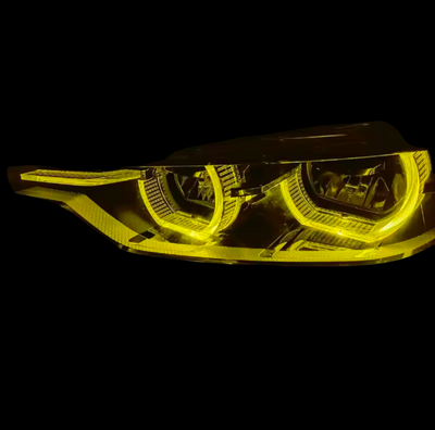 Modules LED DRL Angel Eyes jaune CSL BMW Série 3 F30 M3 F80 2011-2019 - packshot studio - Becquet Voiture