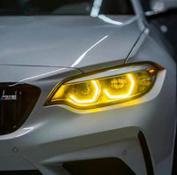 Modules LED DRL Jaunes Look CSL Angel Eyes BMW Série - vue arrière - Becquet Voiture