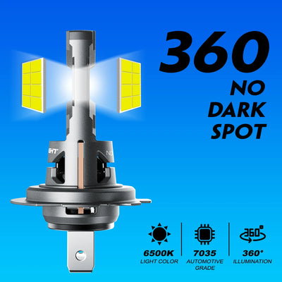 NOVSIGHT Phare LED H7 Mini 60W 12000LM Universelle - installé sur véhicule - Becquet Voiture
