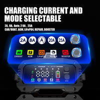 Chargeur de Batterie Voiture FOXSUR 12V 24V 25A avec Fonction Booster