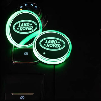 Pack 2 Porte-gobelets LED Land Rover avec 7 Modes Couleurs - vue de face 2 - Becquet Voiture