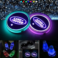Pack 2 Porte-gobelets LED Land Rover avec 7 Modes Couleurs - vue de face - Becquet Voiture