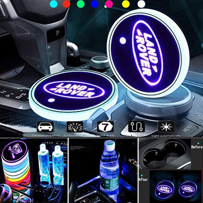 Pack 2 Porte-gobelets LED Land Rover avec 7 Modes Couleurs - vue de profil - Becquet Voiture