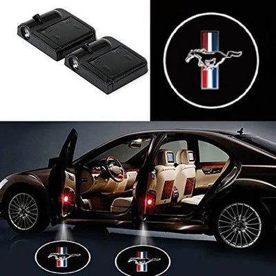 Pack 2 Projecteurs de Porte LED Mustang – Logo Projection - vue de face - Becquet Voiture