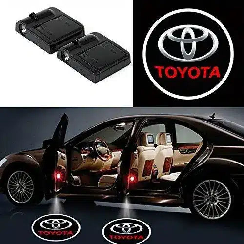 Pack 2 Projecteurs LED de Porte Toyota avec Logo - vue de face - Becquet Voiture