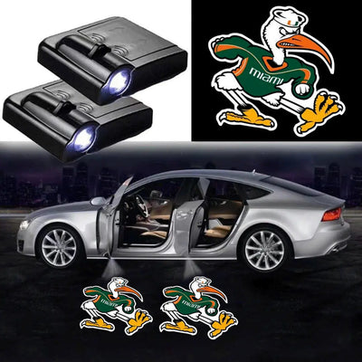 Pack 2 projecteurs LED logo Miami pour portes de voiture - vue de face - Becquet Voiture