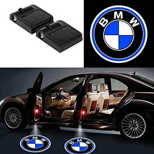 Pack 2 projecteurs porte BMW sans fil logo LED - vue de face - Becquet Voiture