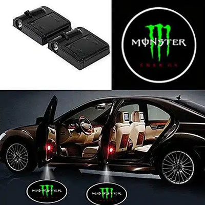 Pack 2 Projecteurs Porte LED Monster Sans Fil pour Véhicule - vue de face - Becquet Voiture
