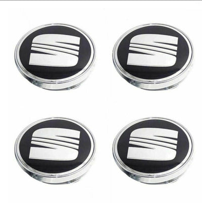 Pack 4x Centres Roues Seat 63mm Noir - vue de face - Becquet Voiture