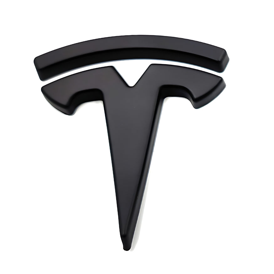 Pack Emblèmes Tesla Model 3 Y Noir Mat Carbone Rouge - vue de face - Becquet Voiture