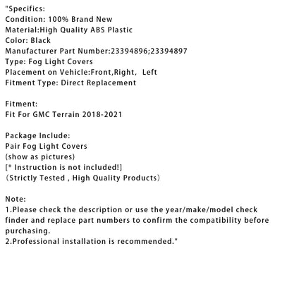 Paire Caches Antibrouillard GMC Terrain 2018-2021 - vue de trois-quarts - Becquet Voiture