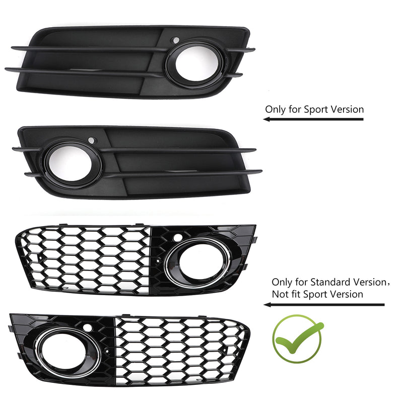 Paire de Grilles Antibrouillard Nid d'Abeille Audi A4 B8 2009-2012 - vue de face 2 - Becquet Voiture