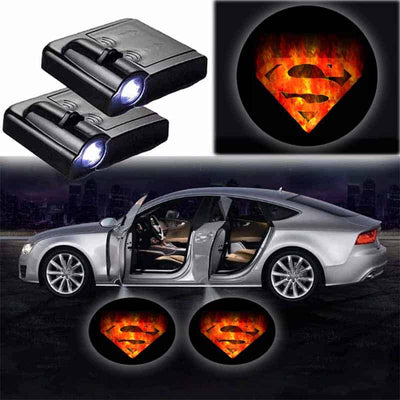 Paire de projecteurs LED porte voiture Superman logo Marvel - vue de face - Becquet Voiture