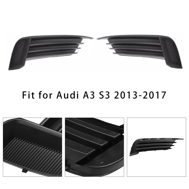 Pair of Black Anti-Fog Grilles for Audi A3 S3 8V 2013–2017 - three-quarter view - Becquet Voiture