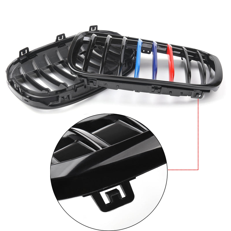 Paire Grilles Calandre Avant BMW X1 F48 F49 2016+ Noir Brillant - installé sur véhicule - Becquet Voiture
