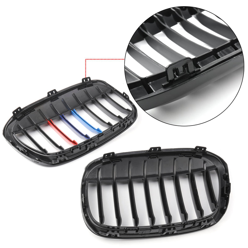 Paire Grilles Calandre Avant BMW X1 F48 F49 2016+ Noir Brillant - vue de trois-quarts - Becquet Voiture