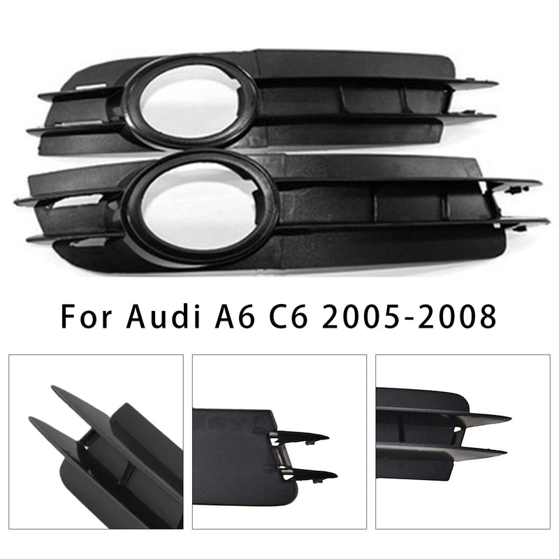 Paire Grilles Phares Antibrouillard Audi A6 C6 2005-2008 - en situation - Becquet Voiture