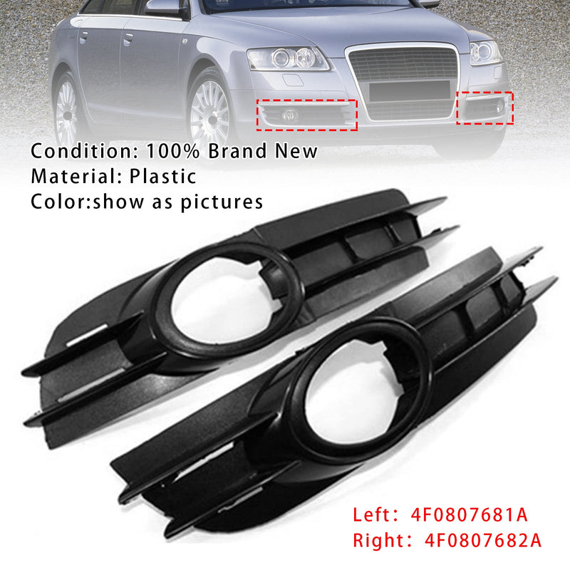 Paire Grilles Phares Antibrouillard Audi A6 C6 2005-2008 - vue de trois-quarts - Becquet Voiture