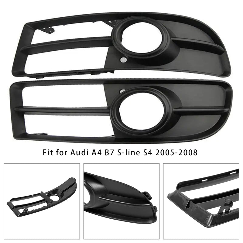 Paire Grilles Protection Phares Antibrouillard Audi A4 B7 S-Line 2005-2008 - vue de trois-quarts - Becquet Voiture