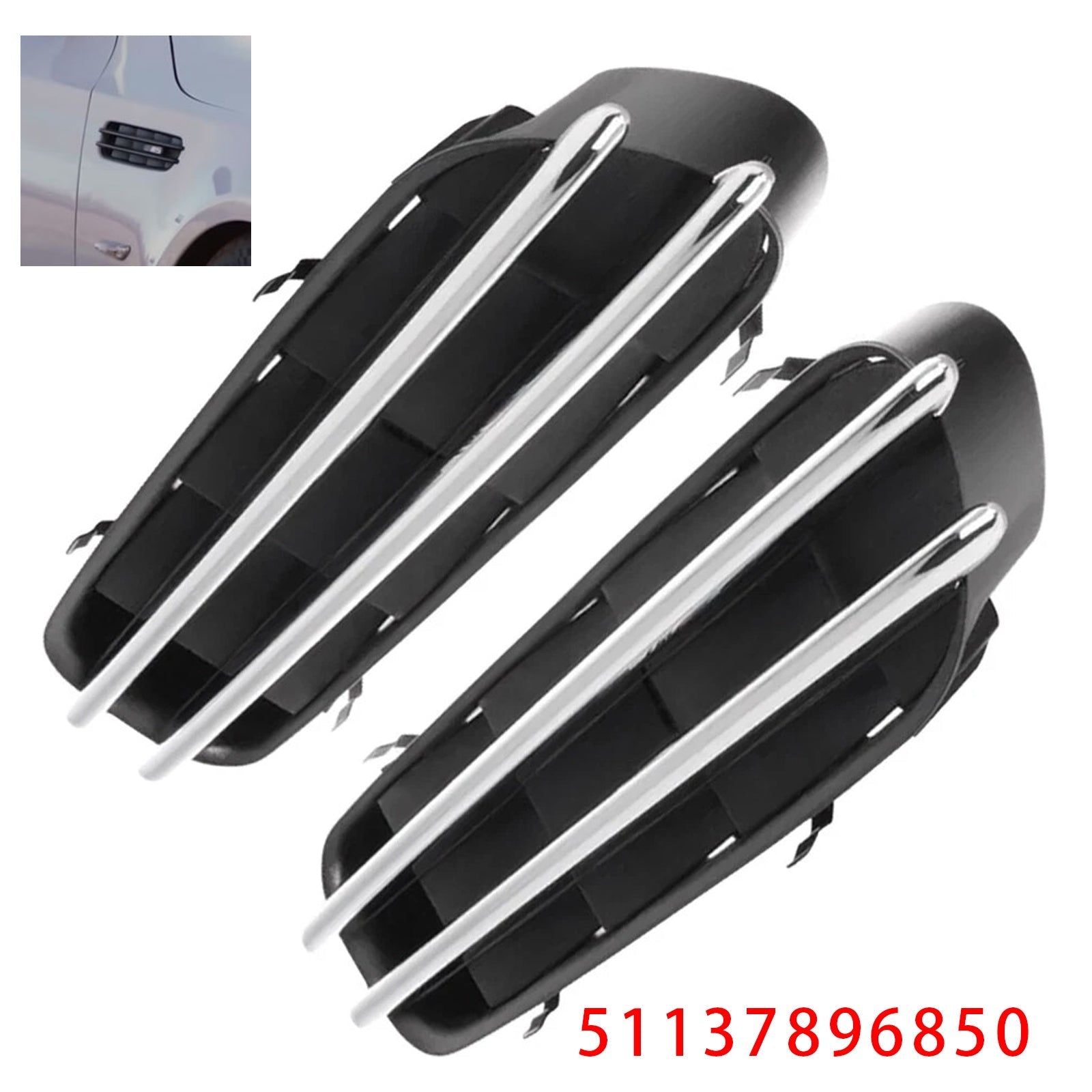Paire Panneaux Protection Calandre BMW Série 5 E39 E60 M5 51137896850 - vue de face - Becquet Voiture