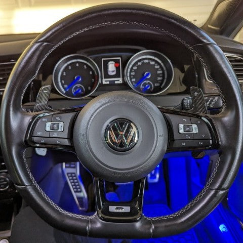 Palette au volant Carbone Golf 7 R, GTD, GTI, Polo, Scirocco - vue de face - Becquet Voiture