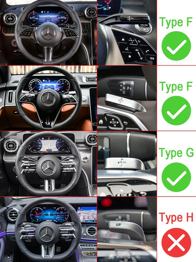 Palette au volant Mercedes Classe C S E EQS EQE (2021-2024) aluminium - vue arrière - Becquet Voiture