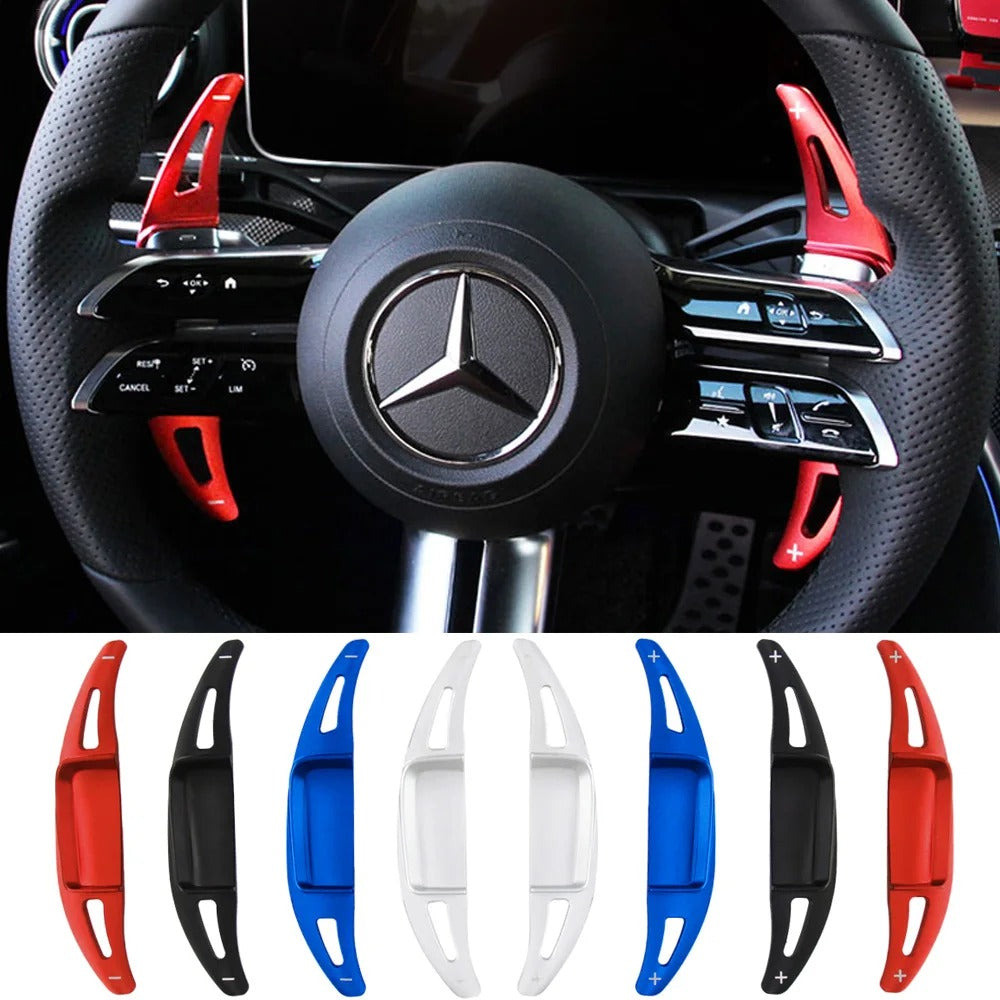 Palette au volant Mercedes Classe C S E EQS EQE (2021-2024) aluminium - vue de face - Becquet Voiture