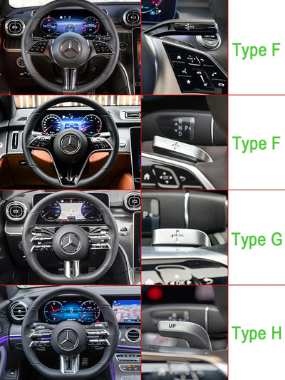 Palette au volant Mercedes Classe C S E EQS EQE (2021-2024) fibre de carbone - packshot studio - Becquet Voiture