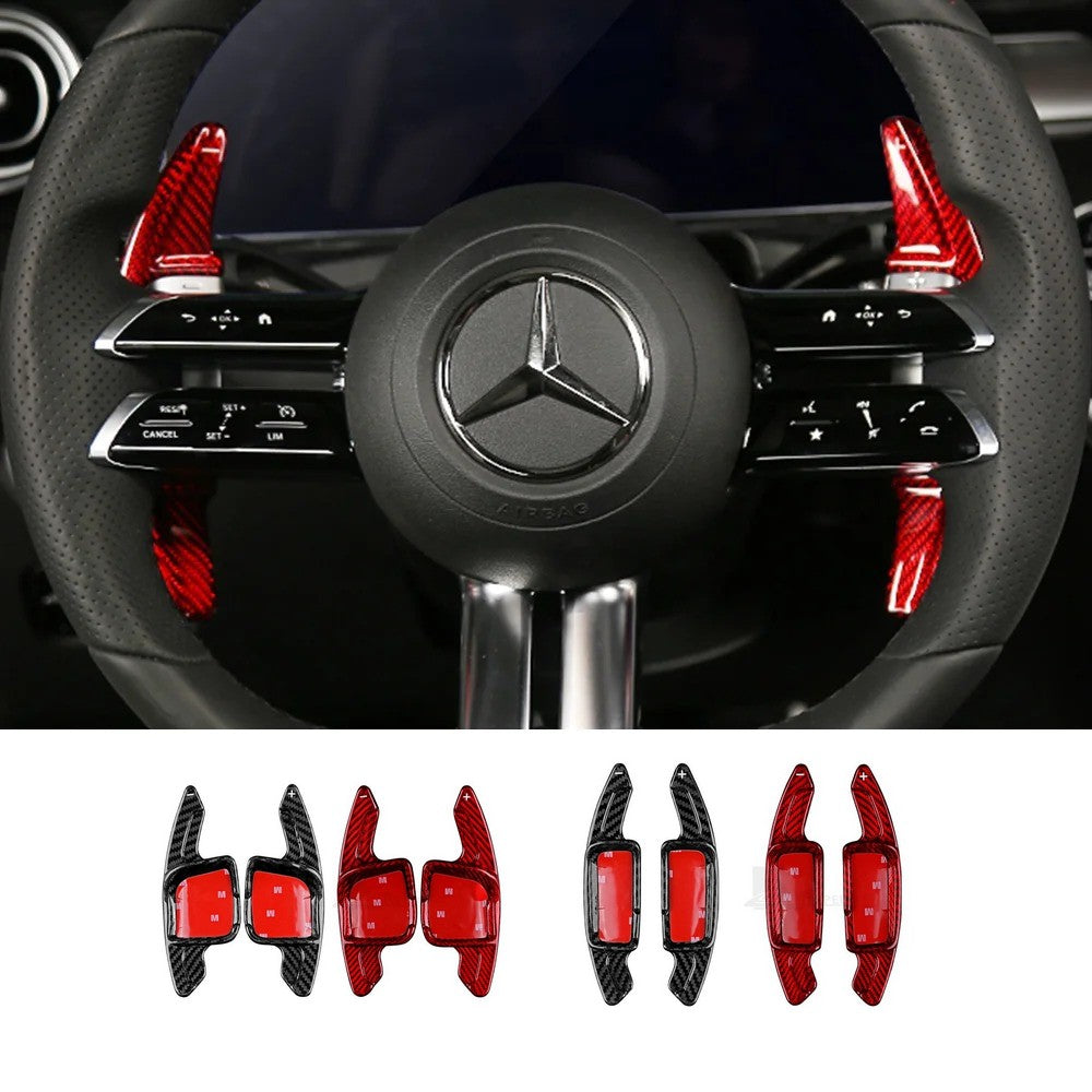Palette au volant Mercedes Classe C S E EQS EQE (2021-2024) fibre de carbone - vue de face - Becquet Voiture