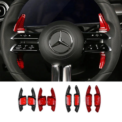 Palette au volant Mercedes Classe C S E EQS EQE (2021-2024) fibre de carbone - vue de face - Becquet Voiture
