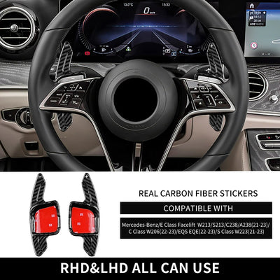 Palette au volant Mercedes Classe C S E EQS EQE (2021-2024) fibre de carbone - vue de profil - Becquet Voiture