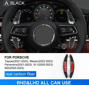 Palette au Volant Porsche Fibre de Carbone - vue rapprochée - Becquet Voiture