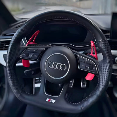 Palettes au volant aluminium chrome Audi A3 S3 8V 2012-2023 - packshot studio 2 - Becquet Voiture