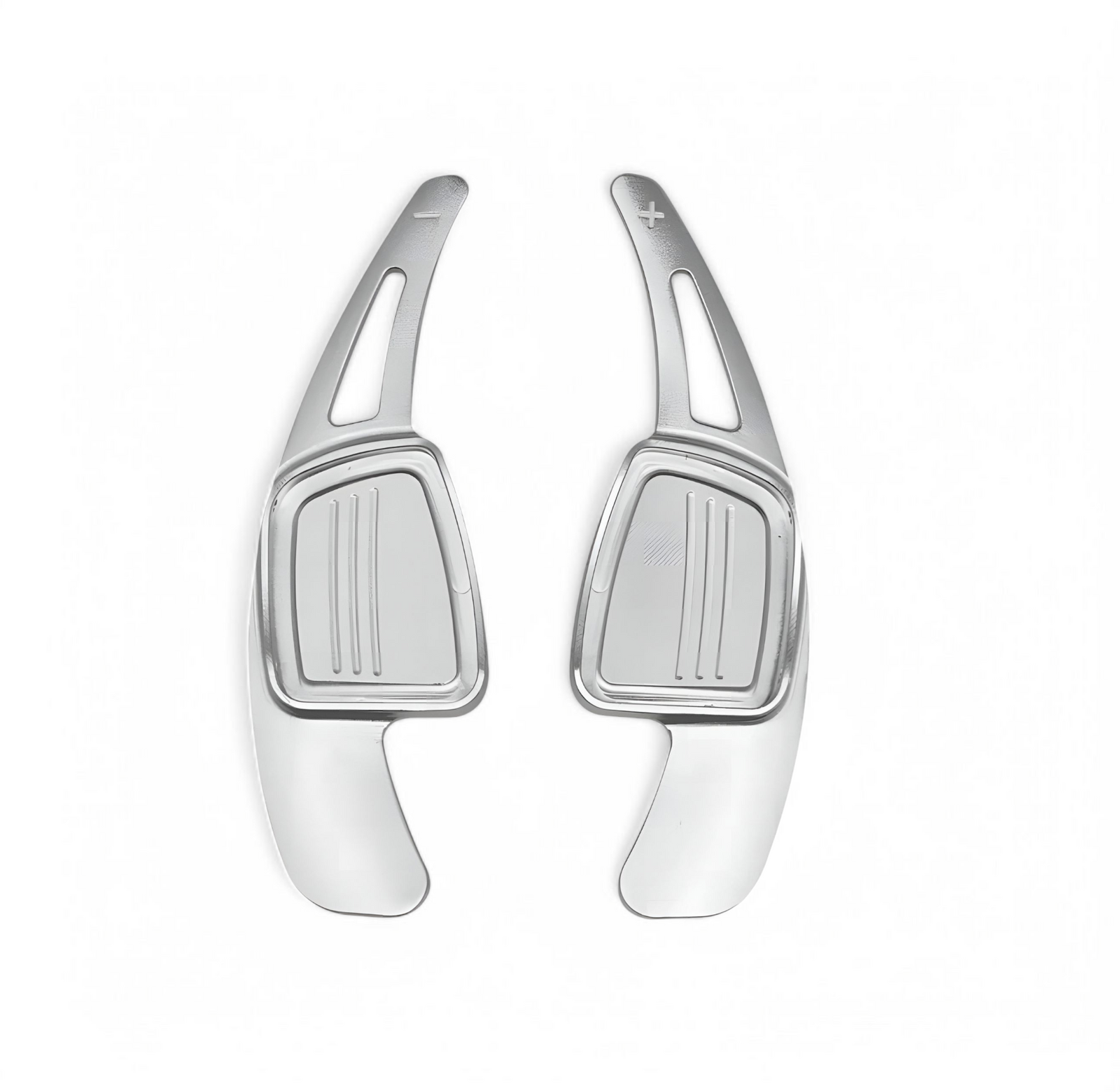 Palettes au volant aluminium chrome Audi A3 S3 8V 2012-2023 - vue de face - Becquet Voiture