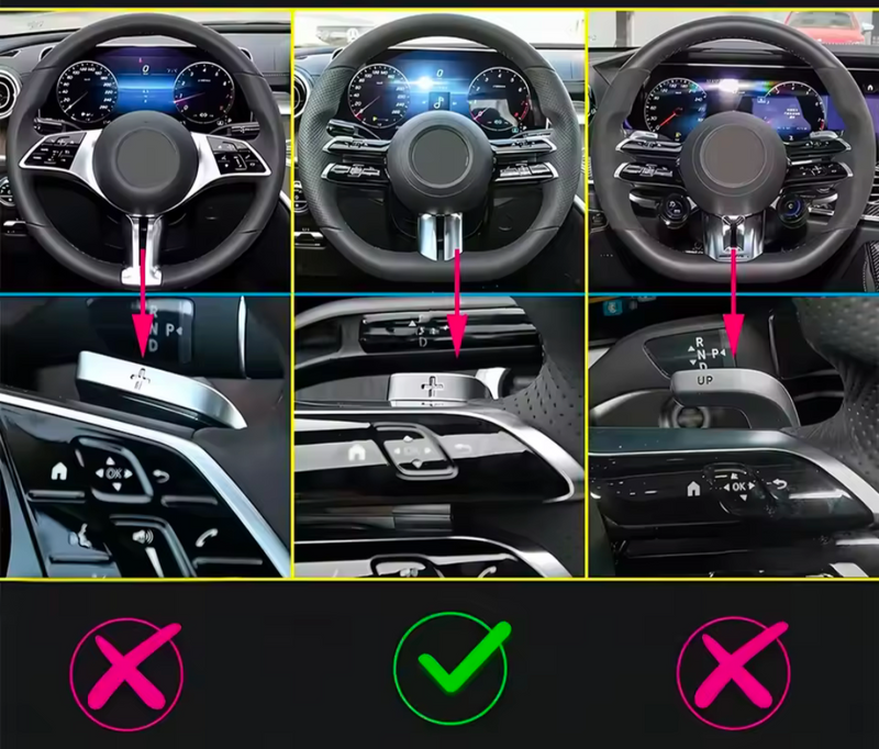 Palettes au volant aluminium Mercedes Classe E W213 2016-2023 - vue arrière 2 - Becquet Voiture