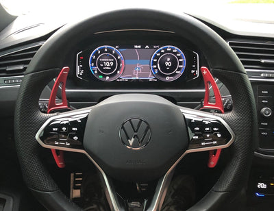 Palettes au volant aluminium VW Arteon Tiguan 2016-2020 - vue rapprochée - Becquet Voiture