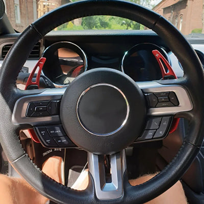 Palettes Volant Ford Mustang 2015-2019 Aluminium Carbone - vue de dessus - Becquet Voiture